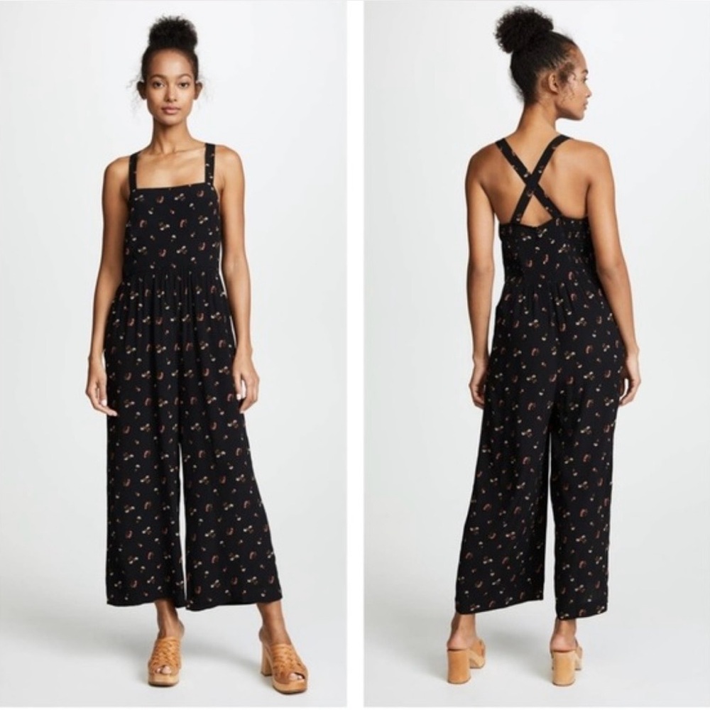 Madewell Smocked Crop Jumpsuit in Flower Toss size 10